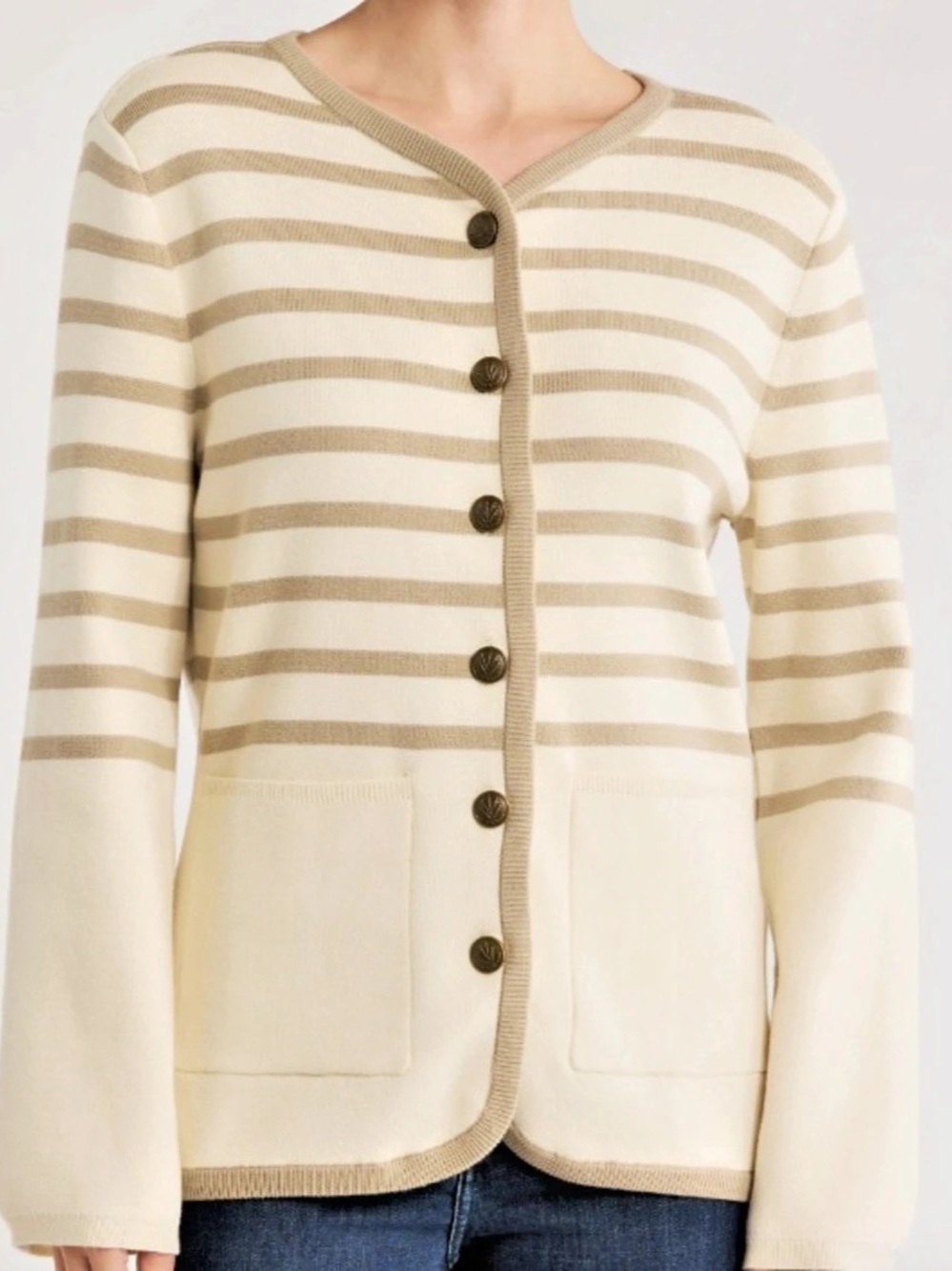 rag & bone Dana Stripe Cardigan Striped Cardigan Cream & Brown Medium